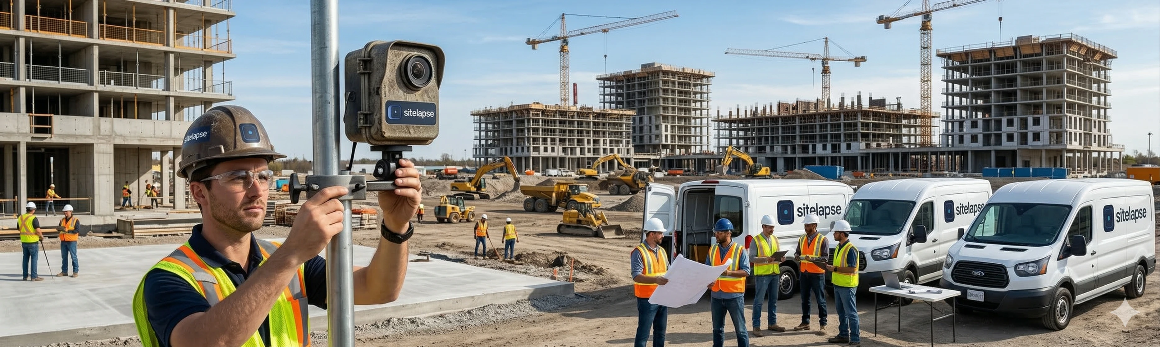 Sitelapse team with branded safety vests at construction site